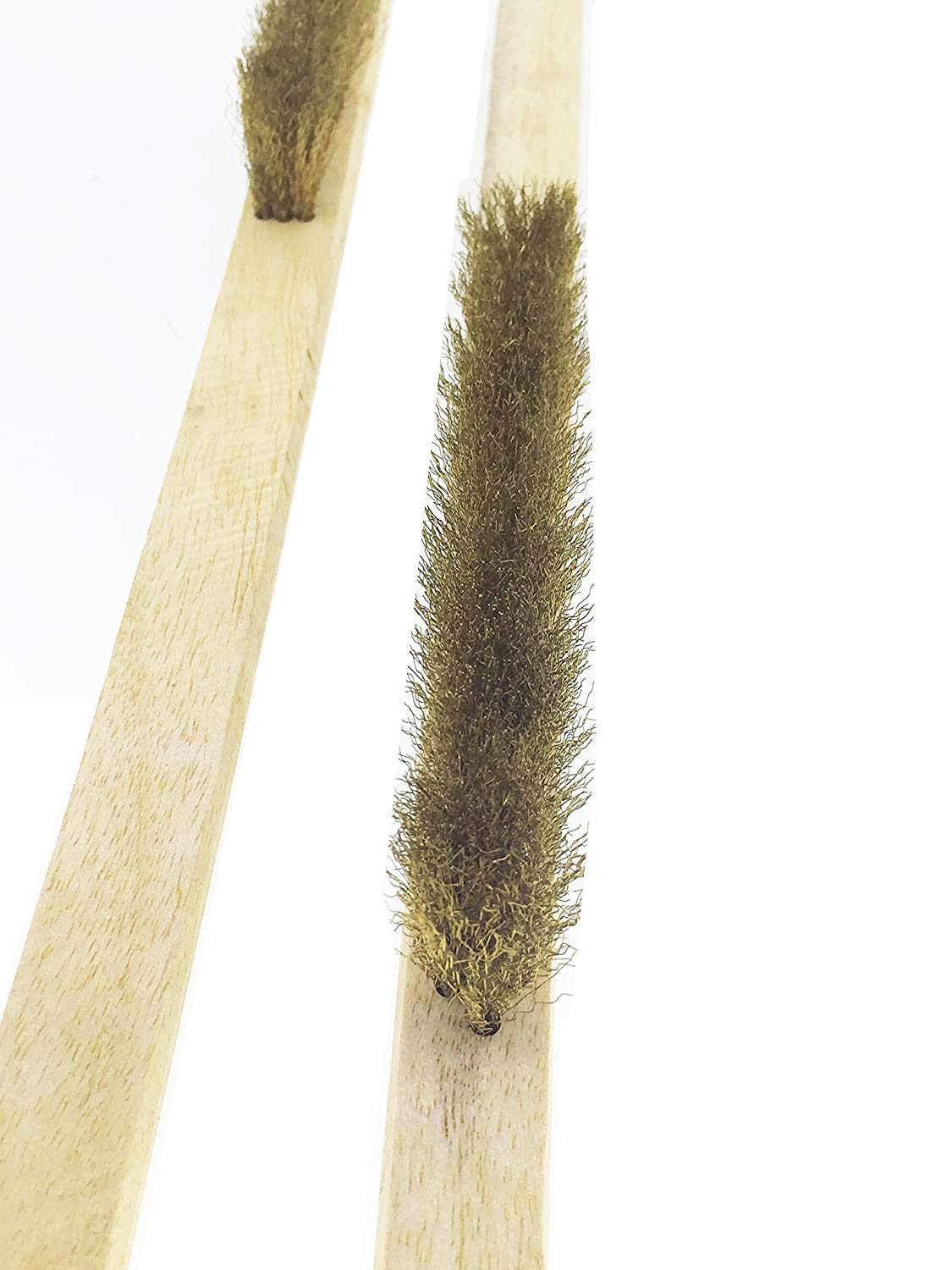 SWISSO 3-Row Soft Brass Bristle Wire Brush with Wooden Handle β 9.5 Inch Heavy-Duty Cleaning Brush (Pack of 20) 2