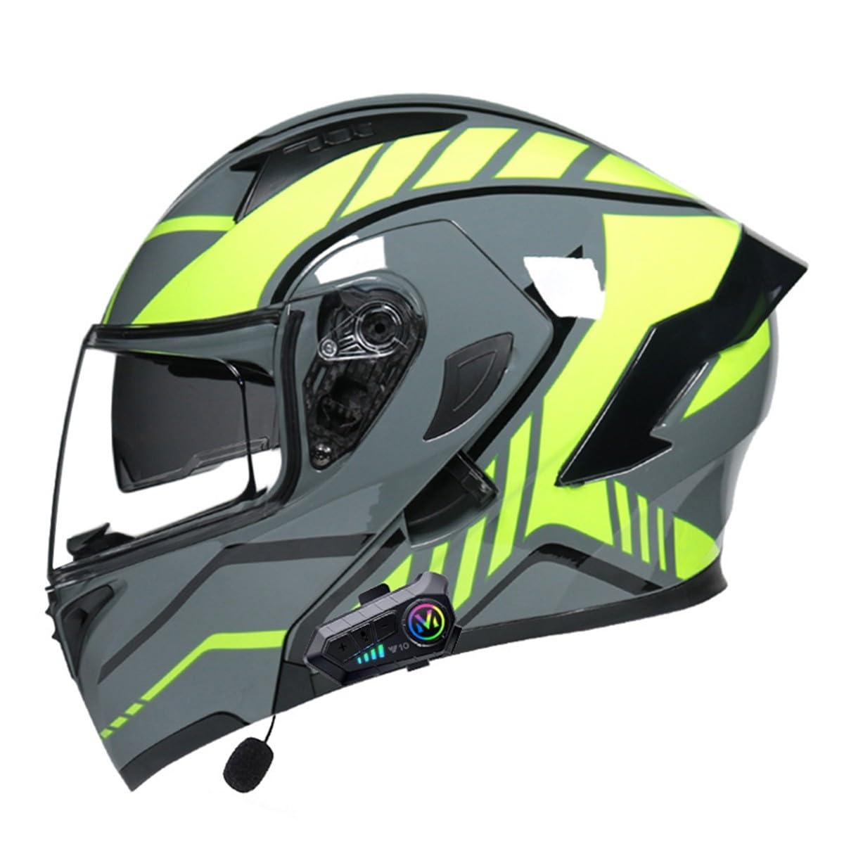 Motorradhelm mit Bluetooth Integralhelme Klapphelm DOTECE-geprüft mit HD Anti-Fog-Doppelvisier Klappbarer Modularer Motorrad Helme für Erwachsene Männer und Frauen