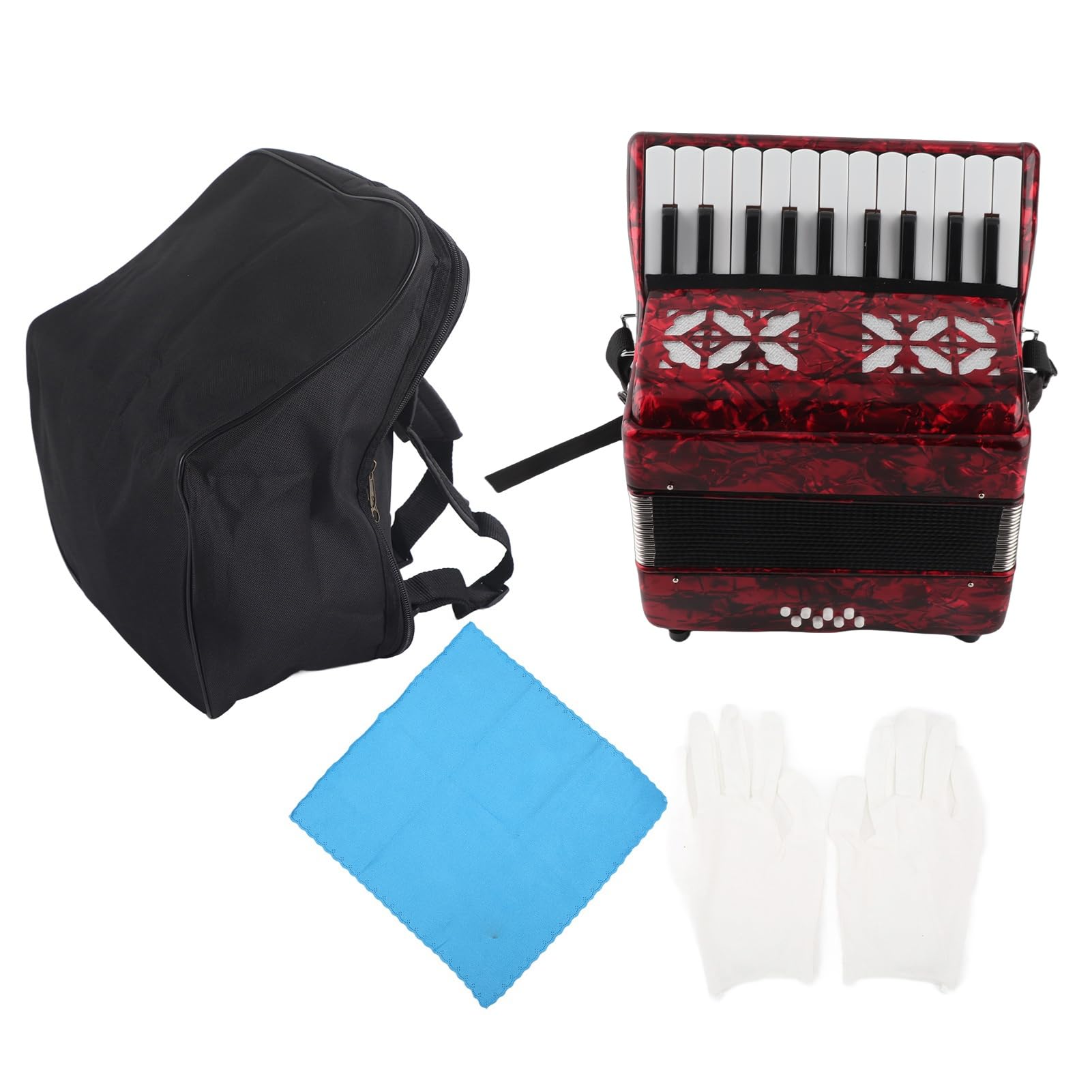 Generic - Accordéon Rouge - Fabrication Exquise Chiffon de Nettoyage et Sangle Inclus adapté aux Débutants Améliore le Talent musical