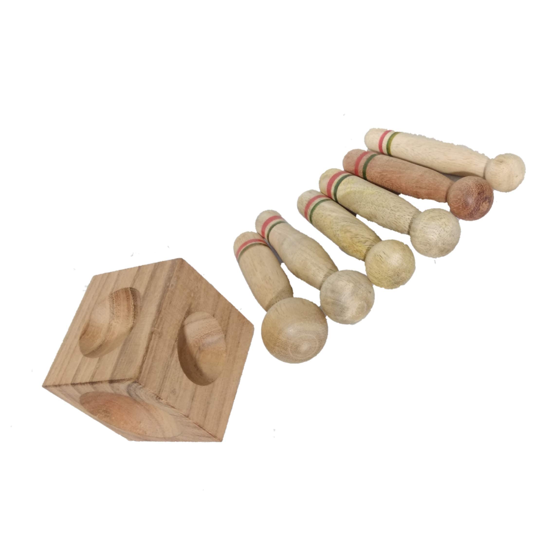 Achalnath Tools Wooden Dapping Block/Doming Block with Set of 6 Wooden Doming Punch/Gudaila for Jewelers and Hobbyists