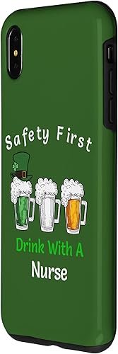 Miniatura 2 de iPhone XS Max St Patricks Day- Safety First, Drink With A Nurse Irish Beer Case