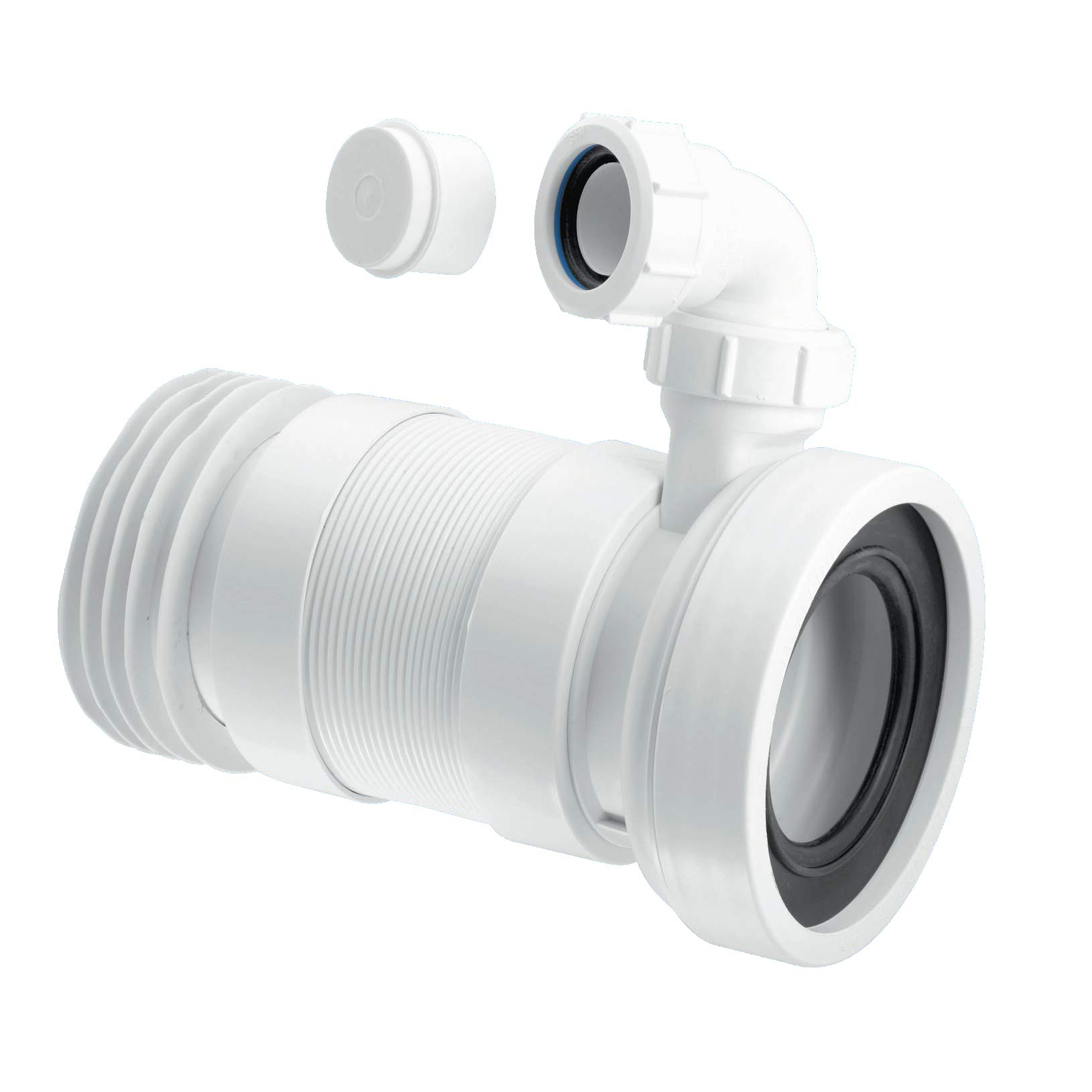 McAlpine 90mm Straight Flexible WC Pan Connector with Vent Boss 140-310mm Length WCF23SV