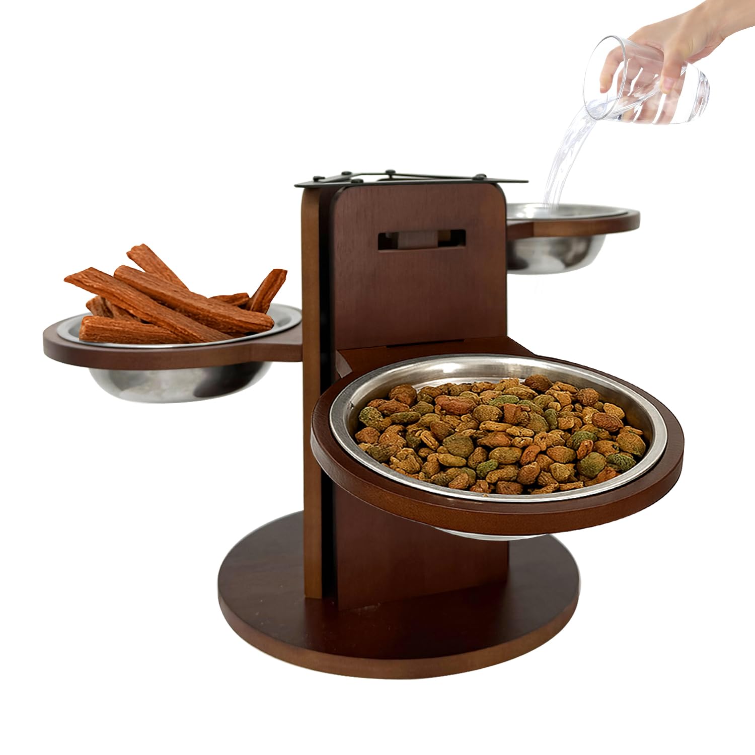 Lot de 3 Gamelles Surélevées pour Chien, Réglables sur 3 Niveaux (9,2-23,5 cm), Support en Bambou sur 3 Côtés, 3 Gamelles en Acier INOX de 650 ML, Fond Antidérapant de 25 cm, pour Plupart des Chiens