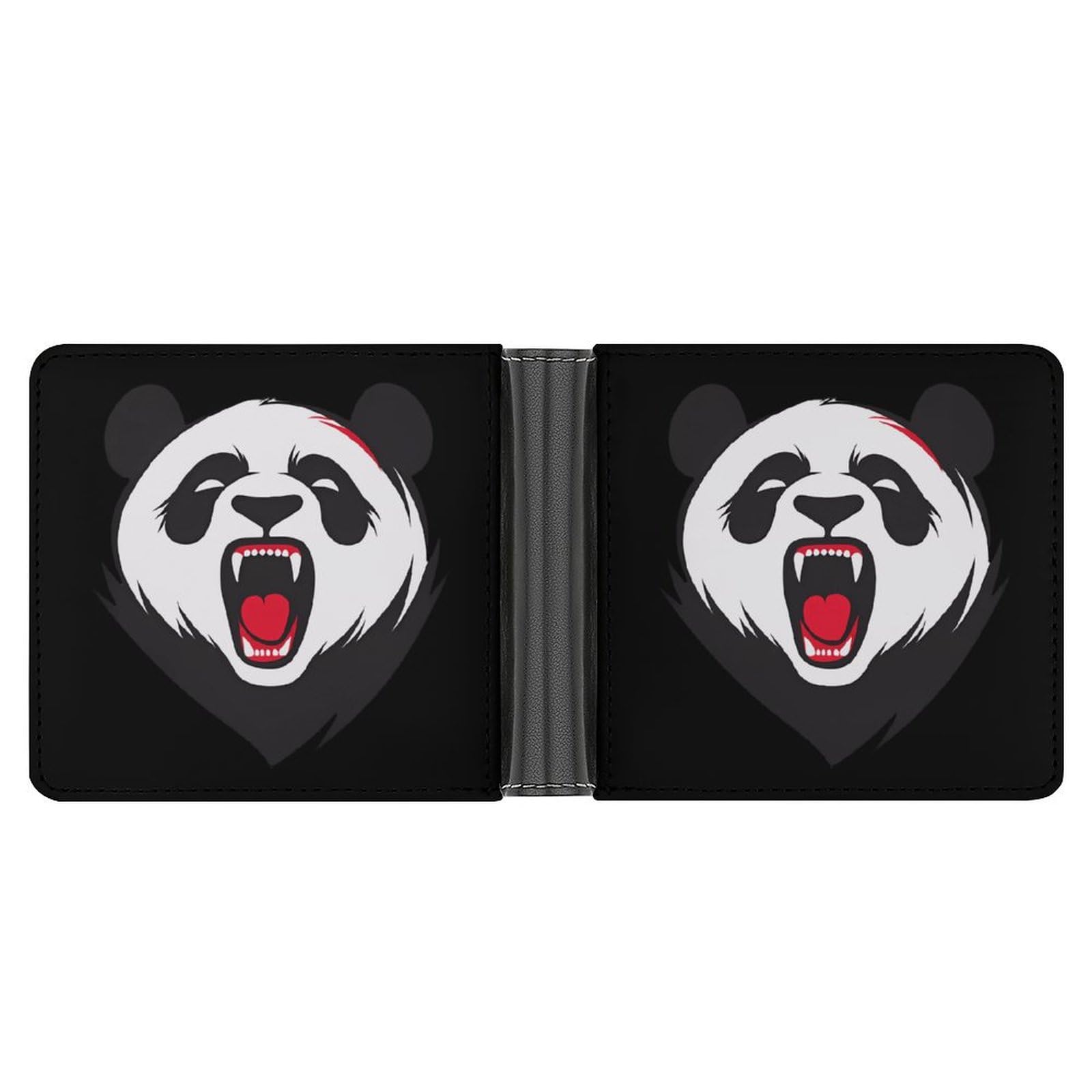 Angry Giant Panda Funny Men's Slim Bifold Wallet with Multiple Card Slots Front Pocket Purse