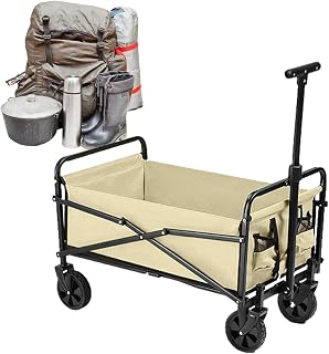Collapsible Cart with Wheels - Trolleys Carts Heavy Duty Foldable 264 Lb Capacity - Foldable Trolley Carts Heavy Duty, Large Capacity Beach Trolley with All Terrain Wheels for Camping Outdoor Proidl