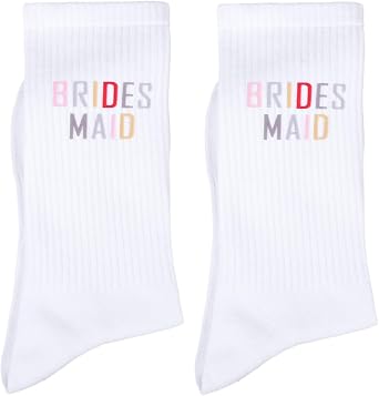 2 Pairs White Bride Socks, Bridesmaid Gifts, Bridesmaid Proposal Gifts