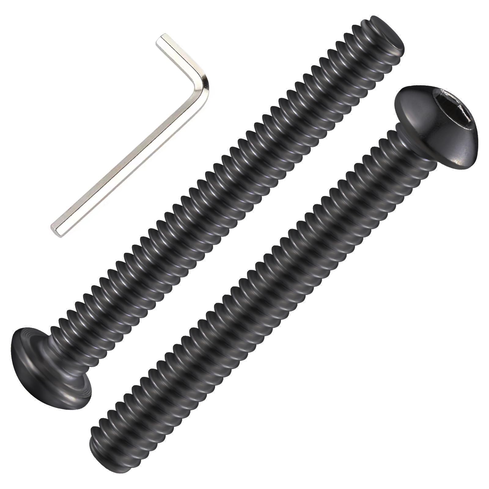 Wensilon (20Pcs) 5/16-18 * 2-1/2 Button Head Socket Cap Bolts Screws, 304 Black Stainless Steel, Allen Hex Drive, Bright Finish, Fully Machine Thread