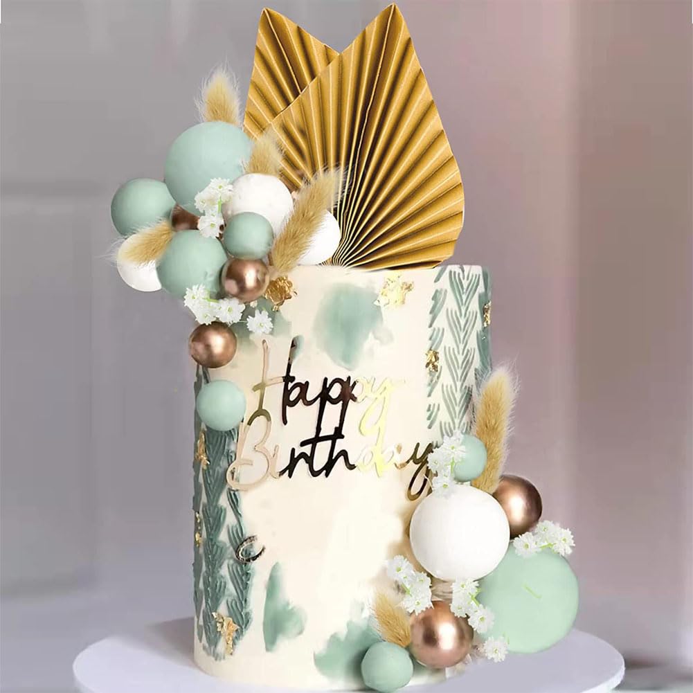 33-teiliges Boho Tortendeko-Set – Mit Lady Face Cake Topper, Gold, Palmblättern & Blumen Für Hochzeit & Geburtstag