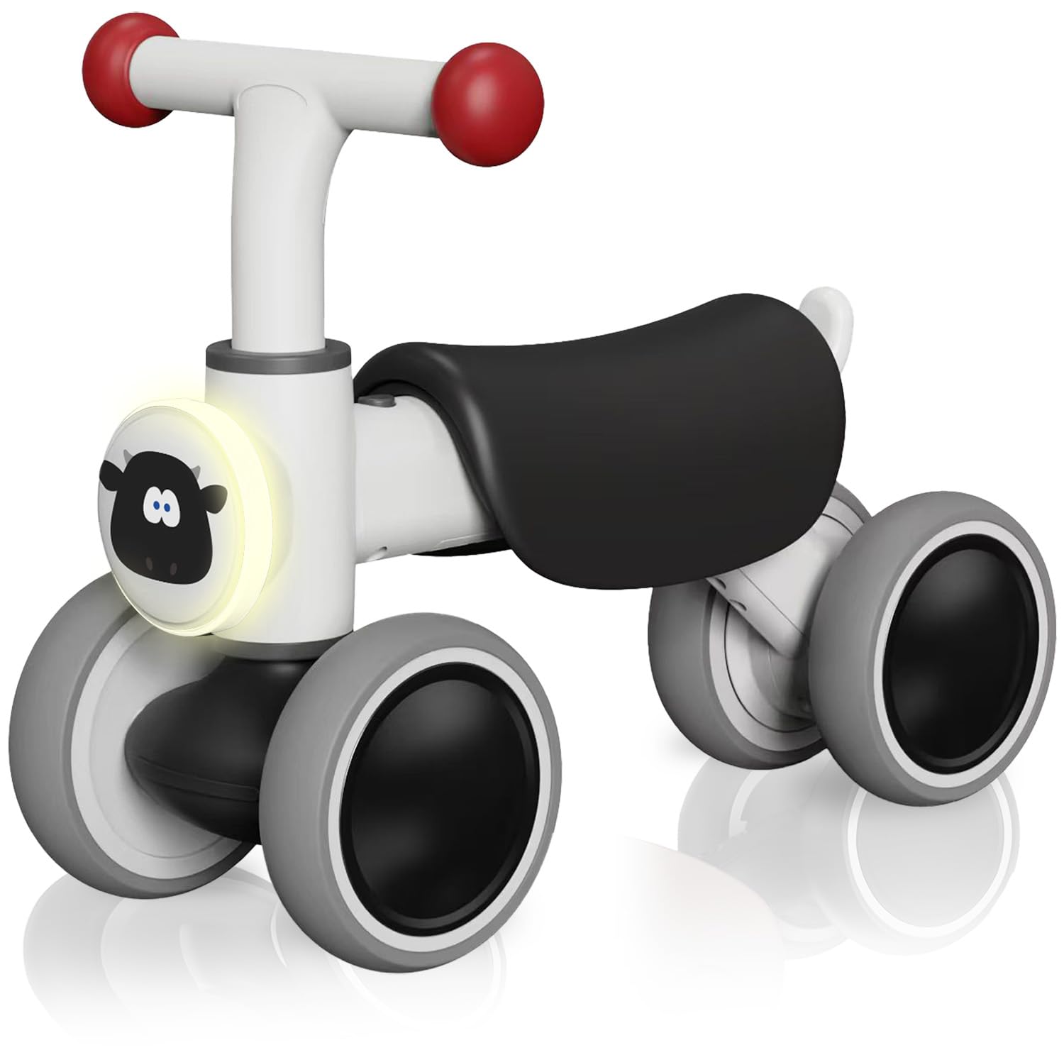 PYKES PEAK Baby Balance Bike ‘Chibikko Rider’ | Award-Winning Ride-On Toy for Toddlers 1-3 Years | Music, Lights & Animal Sounds | Indoor/Outdoor Walker & First Bike | Cow Design