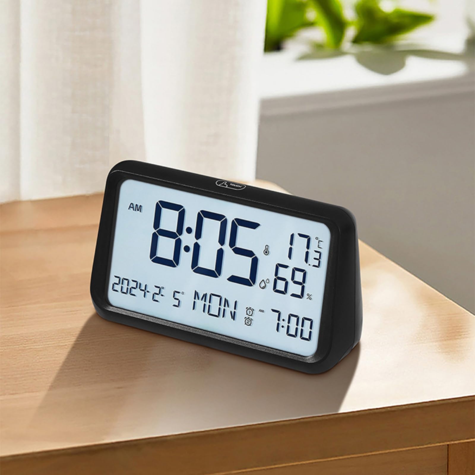Reloj Digital Pantalla Clara Reloj Despertador Calendario Higrómetro Carcasa Plástica Estable Diseño Rectangular Esquinas Redondeadas, Color to 2