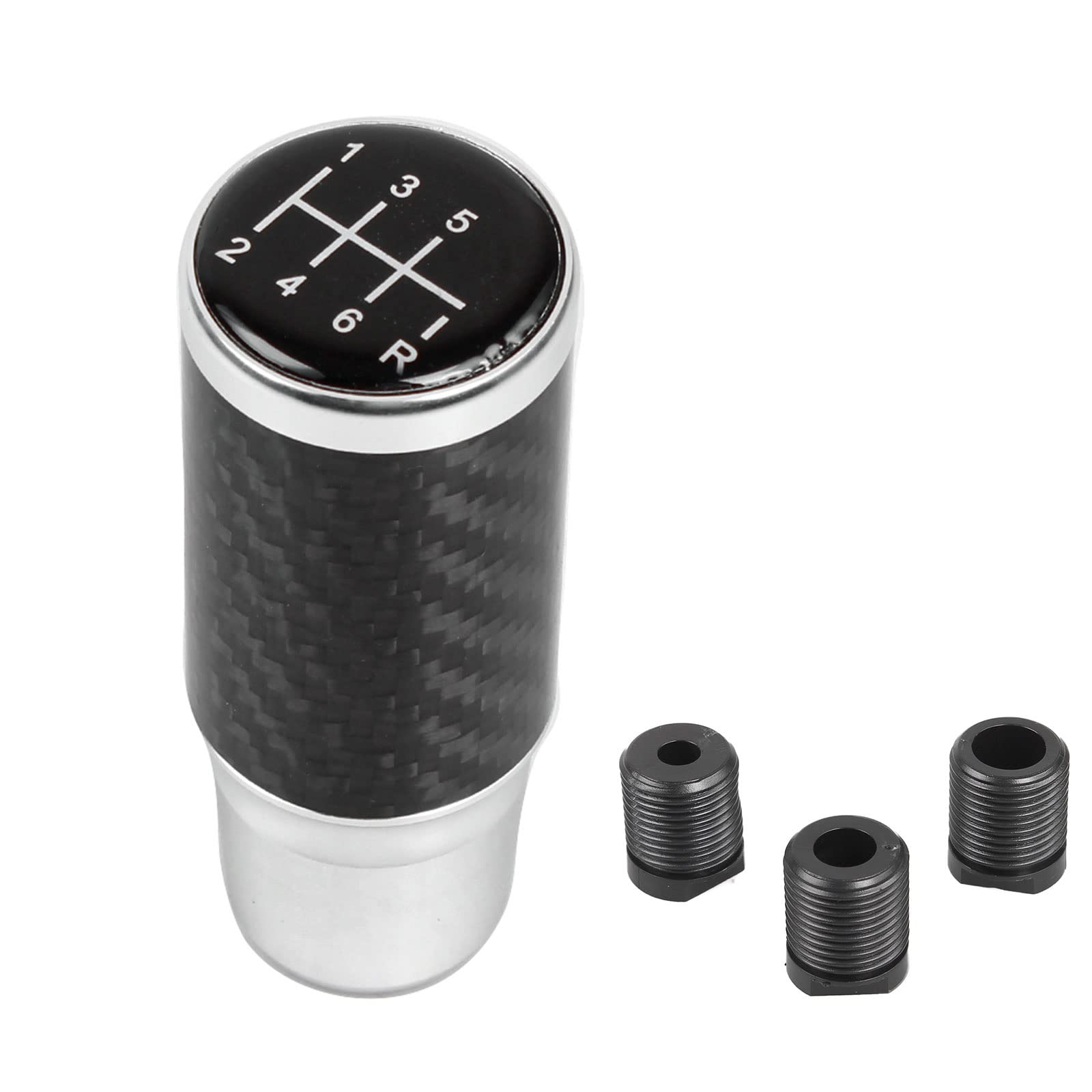 Muge Racing Sliver Gear Shift Knob，Car Gear Knob Shifter 6 Speed Universal Aluminum Gear Shifter Stick With 3 Adapters(Sliver)
