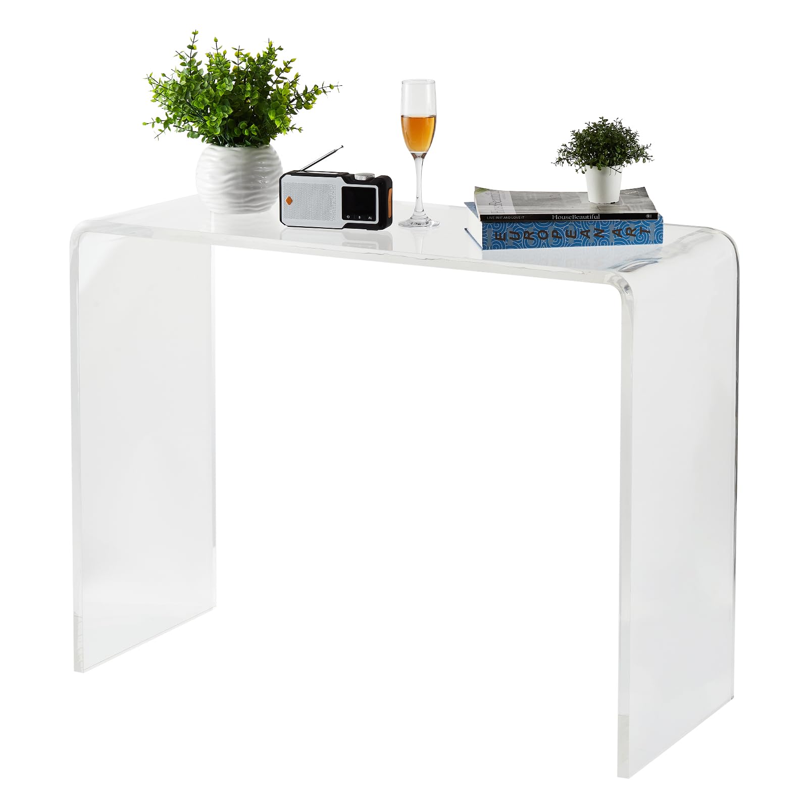 GarveeHome Modern Acrylic Console Table Transparent Narrow Side Table, Compact Accent Furniture for Living Room, Dining Room, or Entryway,