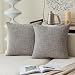 Kevin Textile Faux Linen Square 2 Tone Woven Throw Pillow Sham Cushion Case Covers for Car/Couch Use, 18-inch(2 Packs, Grey)