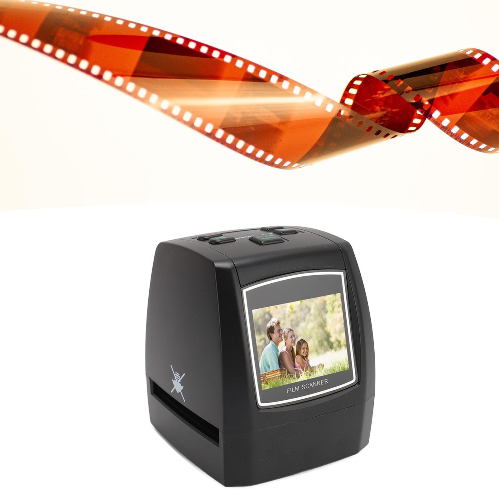 22MP Film Scanner, Slide and Negative Converter with 2.4 Inch LCD Screen, JPEG Digital Image, Memory Card, TV Display, 135, 126KPK, 110, Super8, Black and White Film (US Plug)