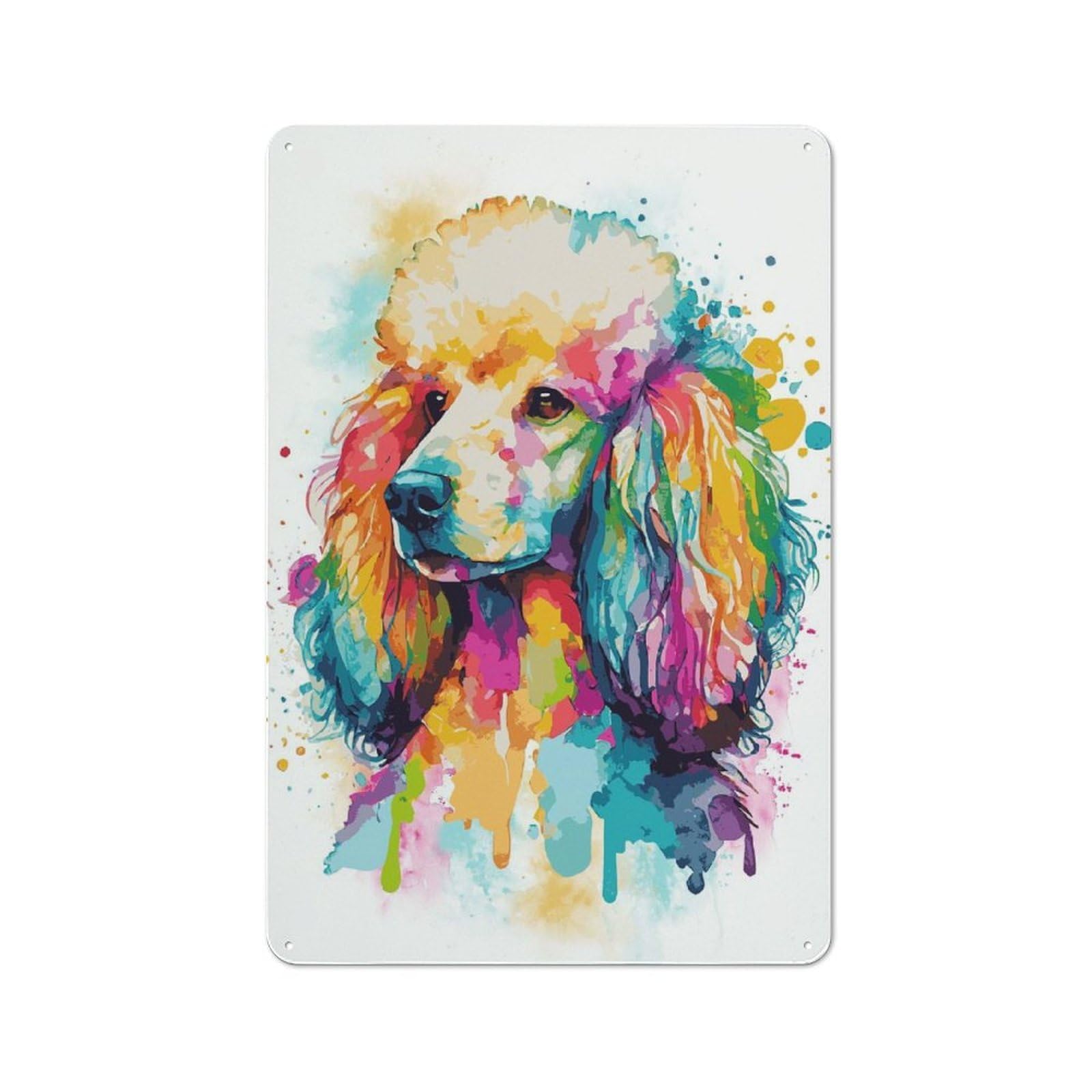Junmoney Style-23 Clean Industrial Abstract Poodle Painting Industrial Metal Sign 30X20cm, Studio Wall Art For Loft, Studio, Office Or Creative Room
