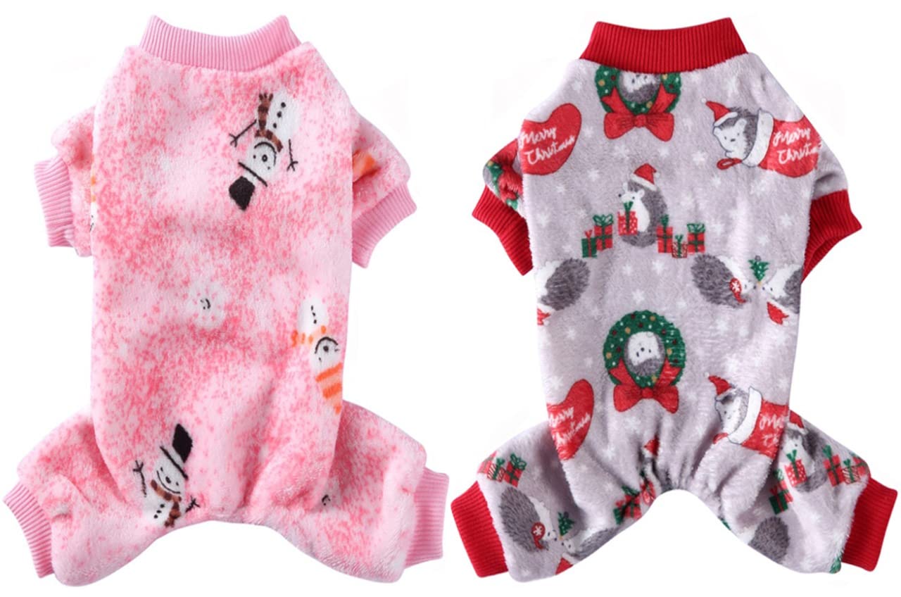 KUTKUT Dog Pajamas for Small Dog Boy Girl 2 Pack Fleece Puppy pjs Jammies 4 Leg Dog Clothes for Maltese, Shihtzu Winter Warm Onesies Jumpsuit Clothing for Pet Dogs Cats Male & Female (Size: L) (B0BFH9WSSK) Amazon Price History, Amazon Price Tracker