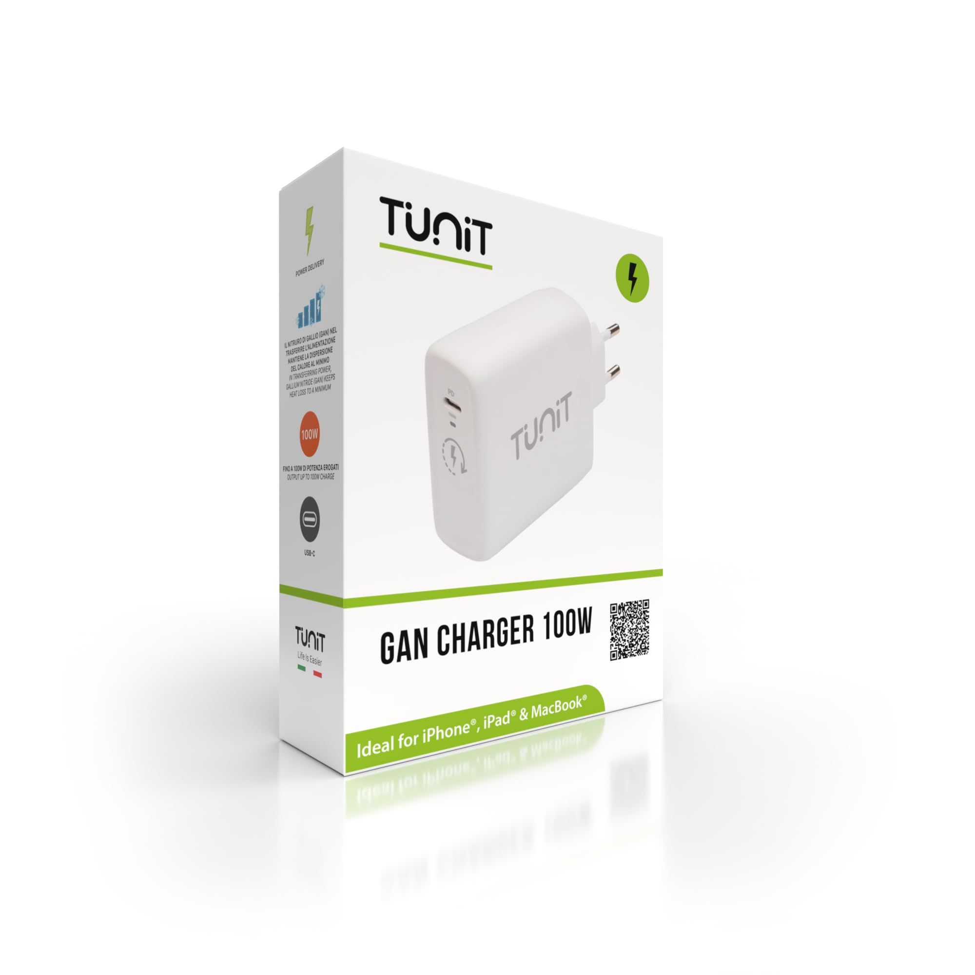 Caricabatteria 100W per laptop e smart device Apple e Android