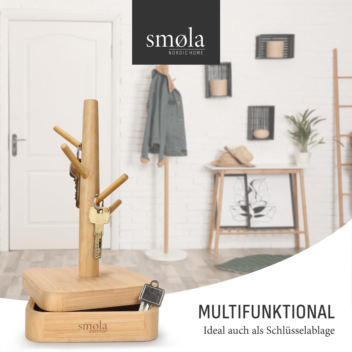 Schmuckbaum aus Holz - 4 Ebenen mit Aufbewahrungsbox - Schmuck Organizer, Schmuckständer für Ketten, Ohrringe, Ringe - Deko Schmuck Aufbewahrung