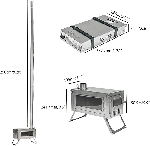 Miniatura 6 de Firehiking Tienda de campaña para 1-2 personas con mini estufa plegable de 3.4 libras para acampar mochileros caza cocina
