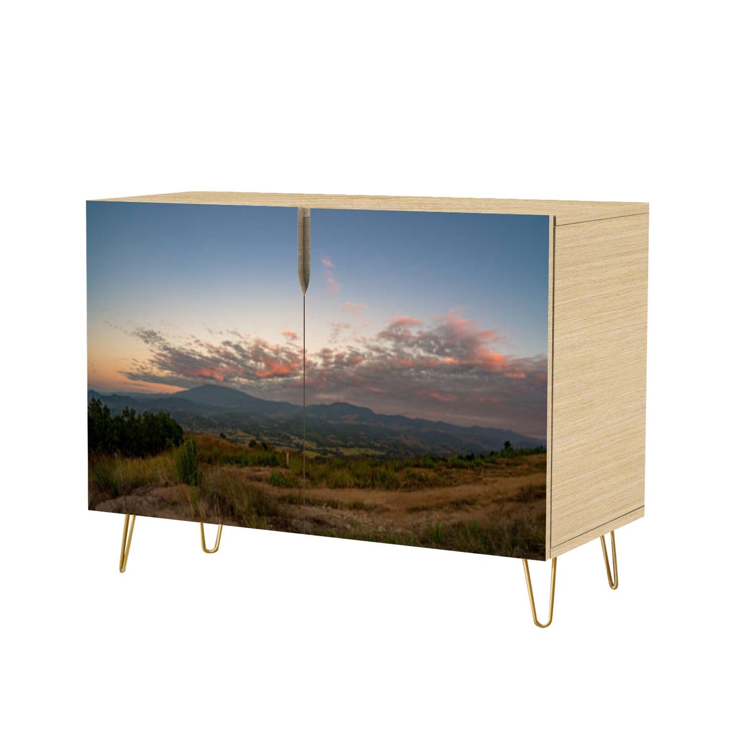 Mid Century Sideboard Buffet Kitchen Storage Cabinet with 2 Doors evening sky Muen Mak Chiang Cupboard Console Table Bar Cabinet for Dining Room Hallway