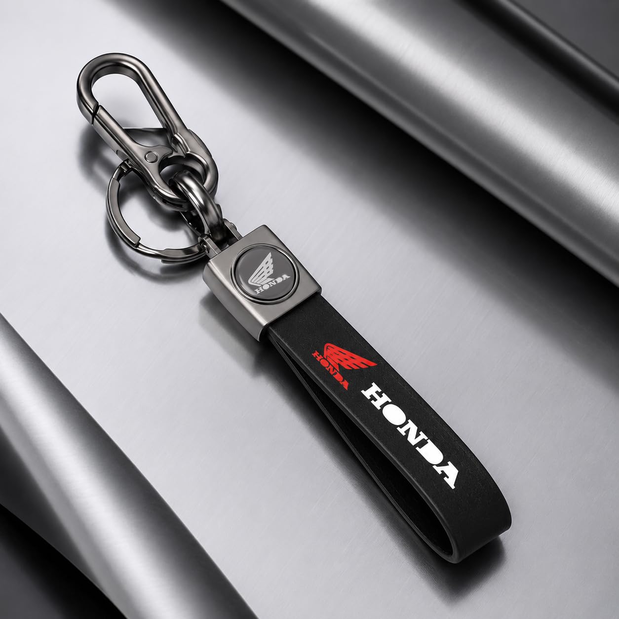 LTDecor Premium Leather & Metal Locking Hook Antirust Keychain Unique Stylish Look For Bike Men Women Keyring Compatible with Honda-picture-36