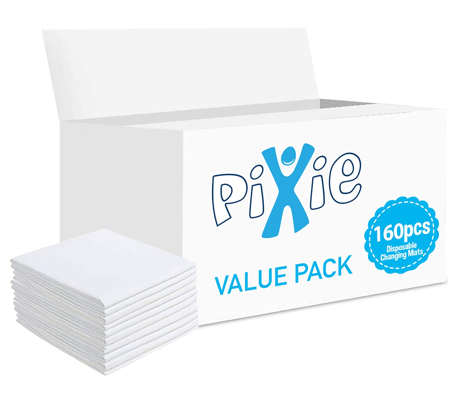 Pixie Disposable Changing Mats, 160 Counts, Baby Diaper Mat, Pad, Nappy Pet Training Combo