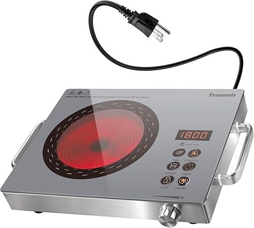 Miniatura 14 de Placa eléctrica de 2 quemadores, encimera de 24 pulgadas y estufa eléctrica integrada de 2000 W, estufa de cerámica portátil de doble quemador,