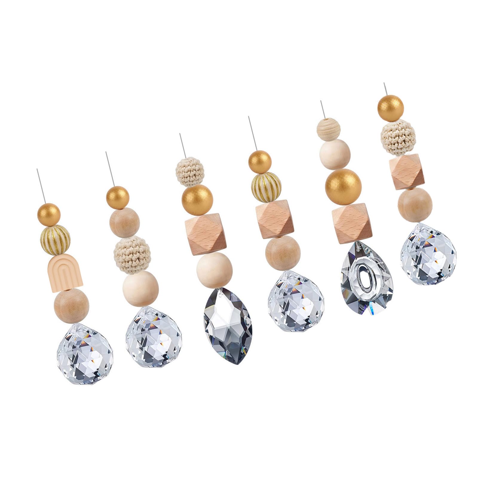 Reflective Crystal Suncatchers with Wooden Beads Window Hanging Ornament Wind Chimes for Home and Garden Decoration Crystal Wind Chimes