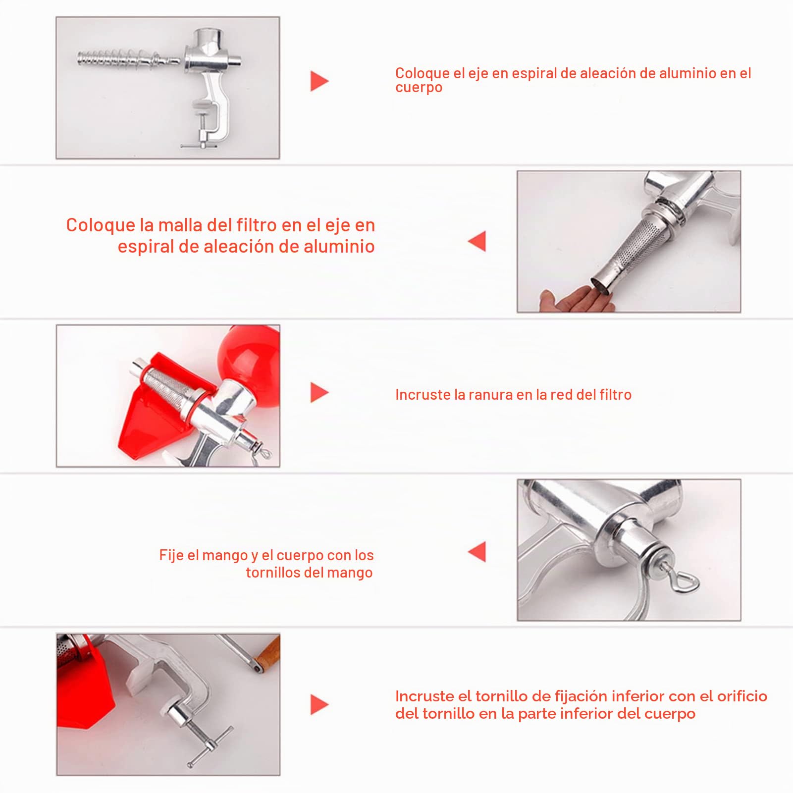 Exprimidor de tomates, Exprimidor manual de frutas y tomates, aleación de aluminio, exprimidor manual grueso con abrazadera de tornillo para montaje en mesa, 27 x 34 x 22 cm