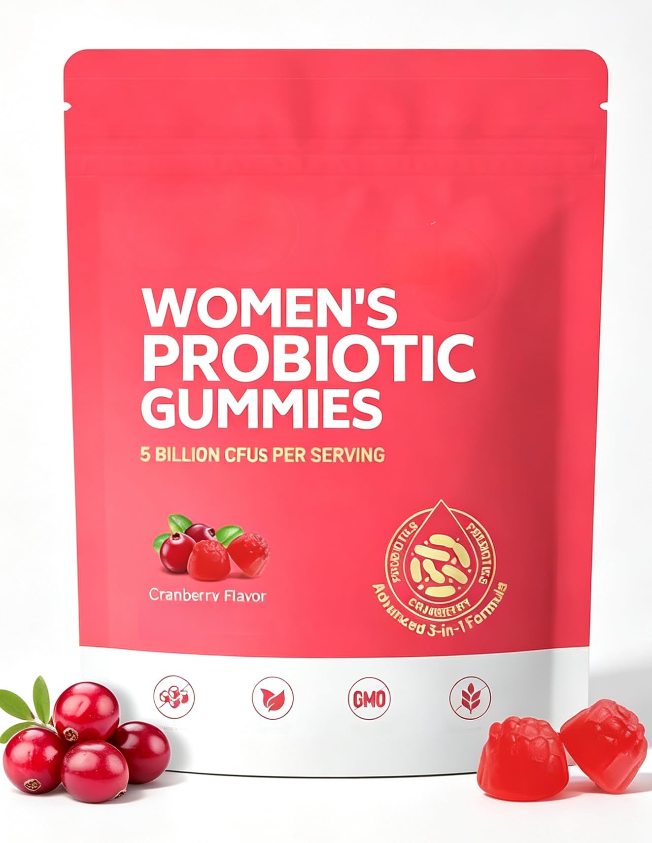 Gummies probiotiques, saveur de canneberge