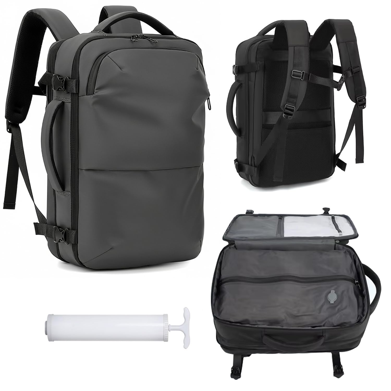 House of Quirk Backpack Man Travel Vacuum Compression With Electric Pump 17in Laptop Bag Waterproof Storage Expandable Fashion Casual Back Pack-picture-10