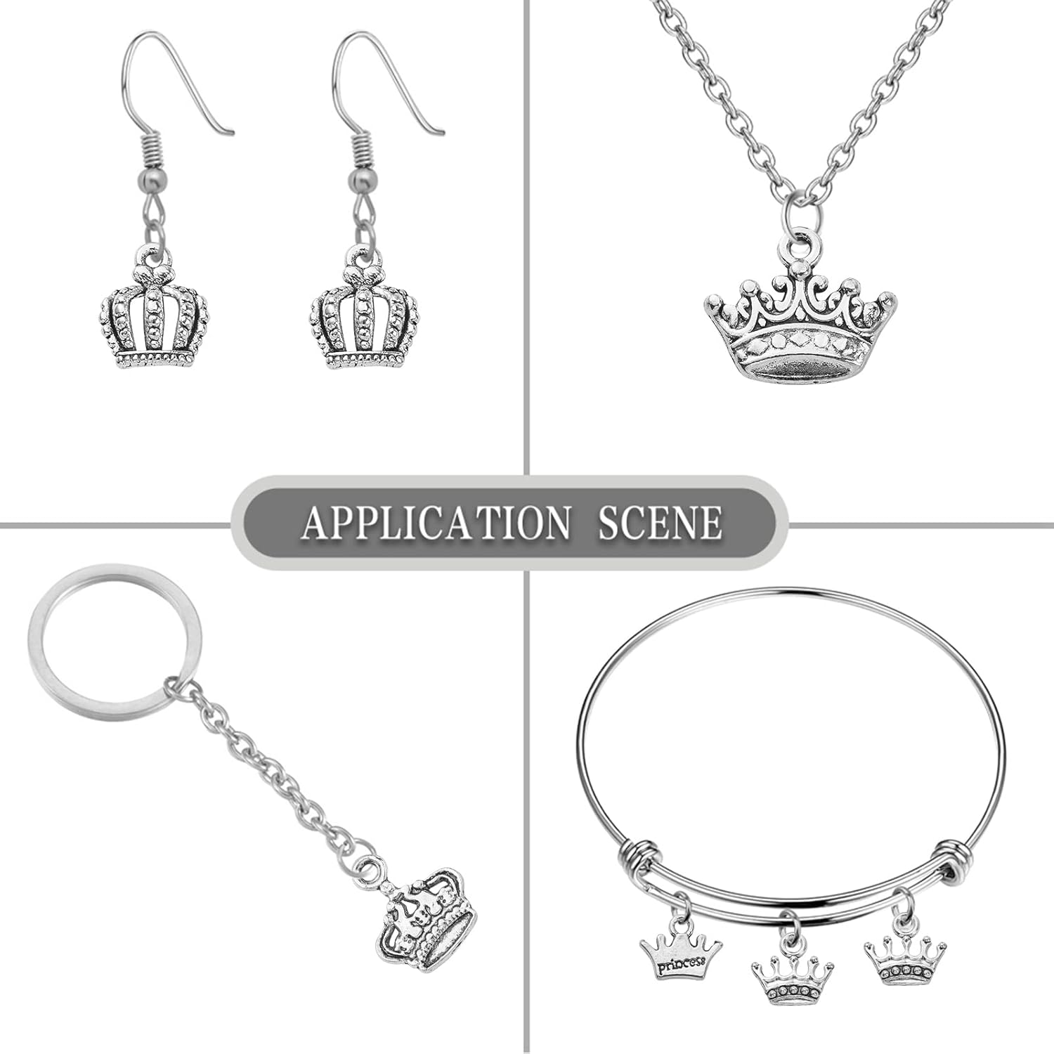 KitBeads 120pcs Tibetan Crown Charms Antique Silver Mixed Styles King Queen Crown for Jewelry Making Bracelets Bulk - Image 7