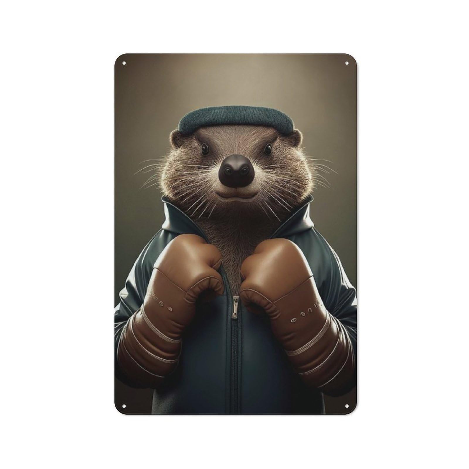 Junmoney Funny Beaver Animal Boxer Tin Sign 30X20cm For Workshop Wall, Retro Wall Decor, Suited To Metal Sign Collectors