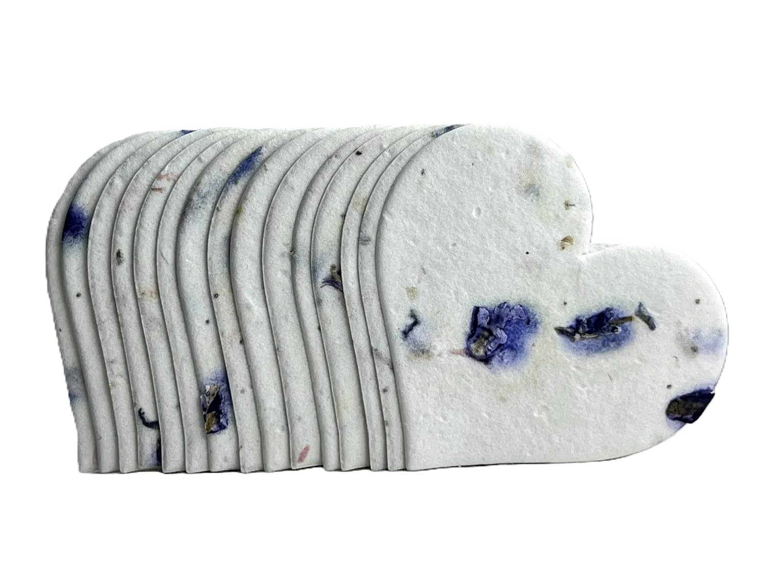 Of The Earth Handmade Paper - Wildflower Seed Paper Large Hearts - Recycled Flower Petals - Bulk Set of 100 (45s Purple Recycled)