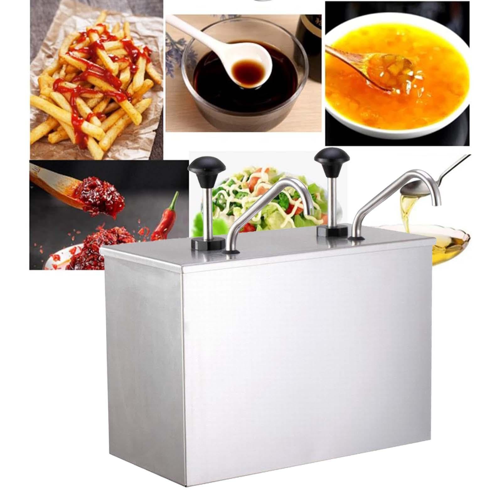 Dispensador de Salsas con Bomba, Estación de de Condimentos, Herramienta Manual de Acero Inoxidable, Práctica.