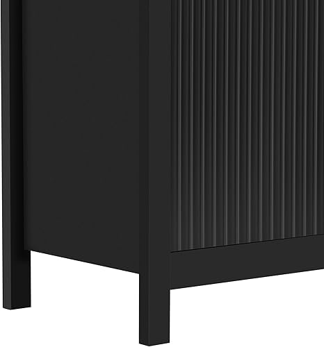 Miniatura 9 de Moderno gabinete de almacenamiento grande con patrón de ondas de 47 pulgadas con 2 puertas y 3 cajones, aparador de madera para entrada, mesa