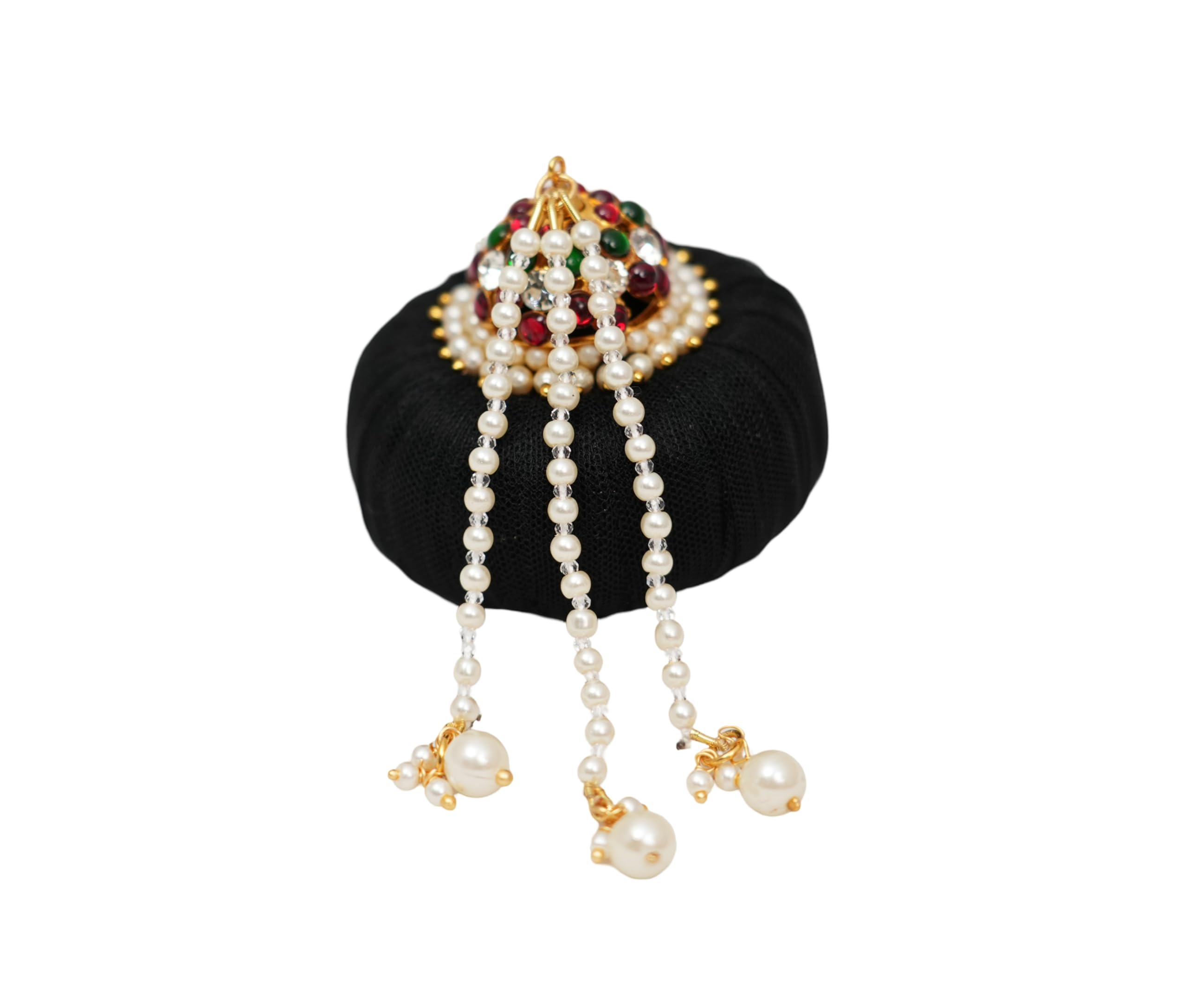 Andal Kondai/Koppu/Side Braid Knot - Red, & Green Kempstones & White Stones Traditional Hair Accessory (B0D7J3TT69) Amazon Price History, Amazon Price Tracker