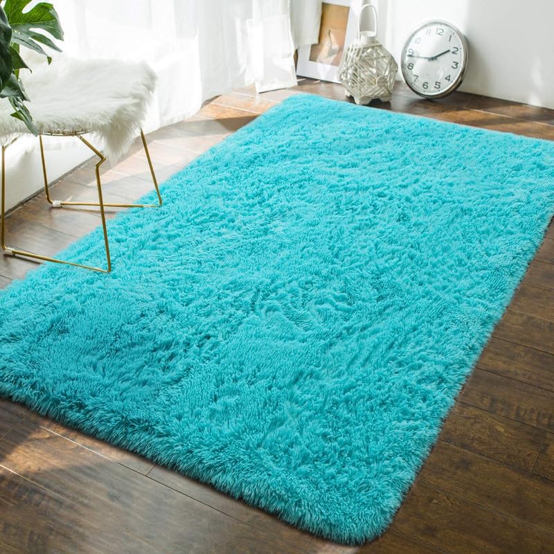 Image of zia carpets Cozy Soft Shaggy Non Slip Carpet for Home Decor Aesthetic Rugs with 2.5 inch Thikness Size 6x6 feet