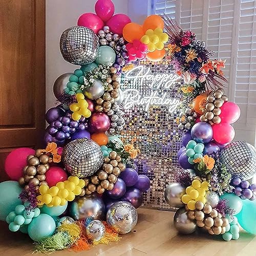 Image of KALOR Metallic Multicolor Balloons, 100 pcs 5 inch Thick Latex Chrome balloons for Balloon Garland Arch, Birthday Decoration, Wedding Party, Baby Shower Decorations