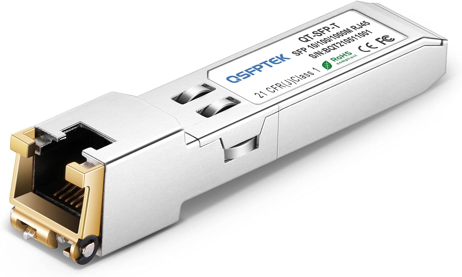 QSFPTEK 1.25G SFP RJ45 Copper Module,10/100/1000BASE-T Gigabit Transceiver mini gbic for Cisco GLC-T/GLC-TE/SFP-GE-T, MikroTik, Reach 100m