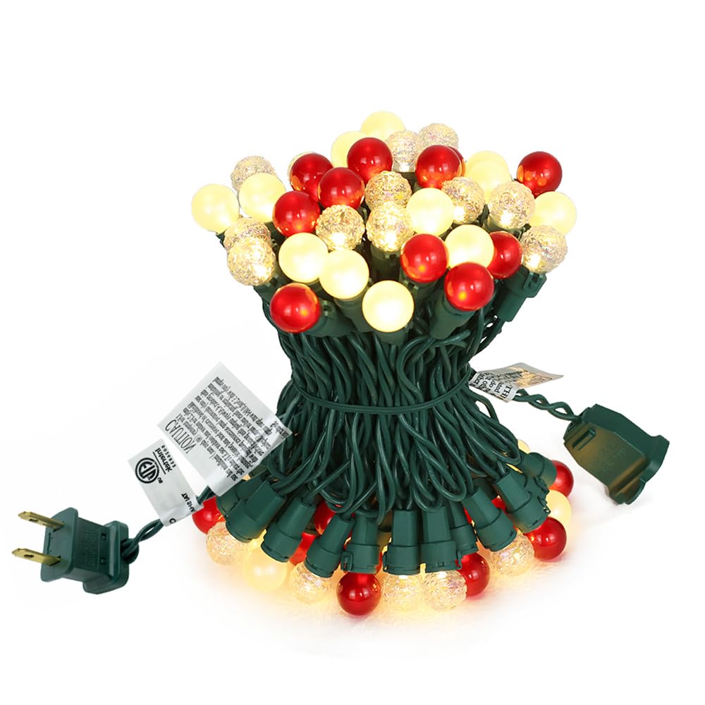 GlowVibe 70 Counts Red and White Christmas Lights, 19ft G15
