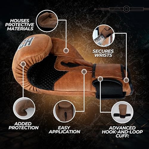 Rightpunch Premium Cowhide Leather Brown Boxing Gloves| Training Boxing Gloves Men & Women | Ideal for Sports & Muay Thai|12OZ