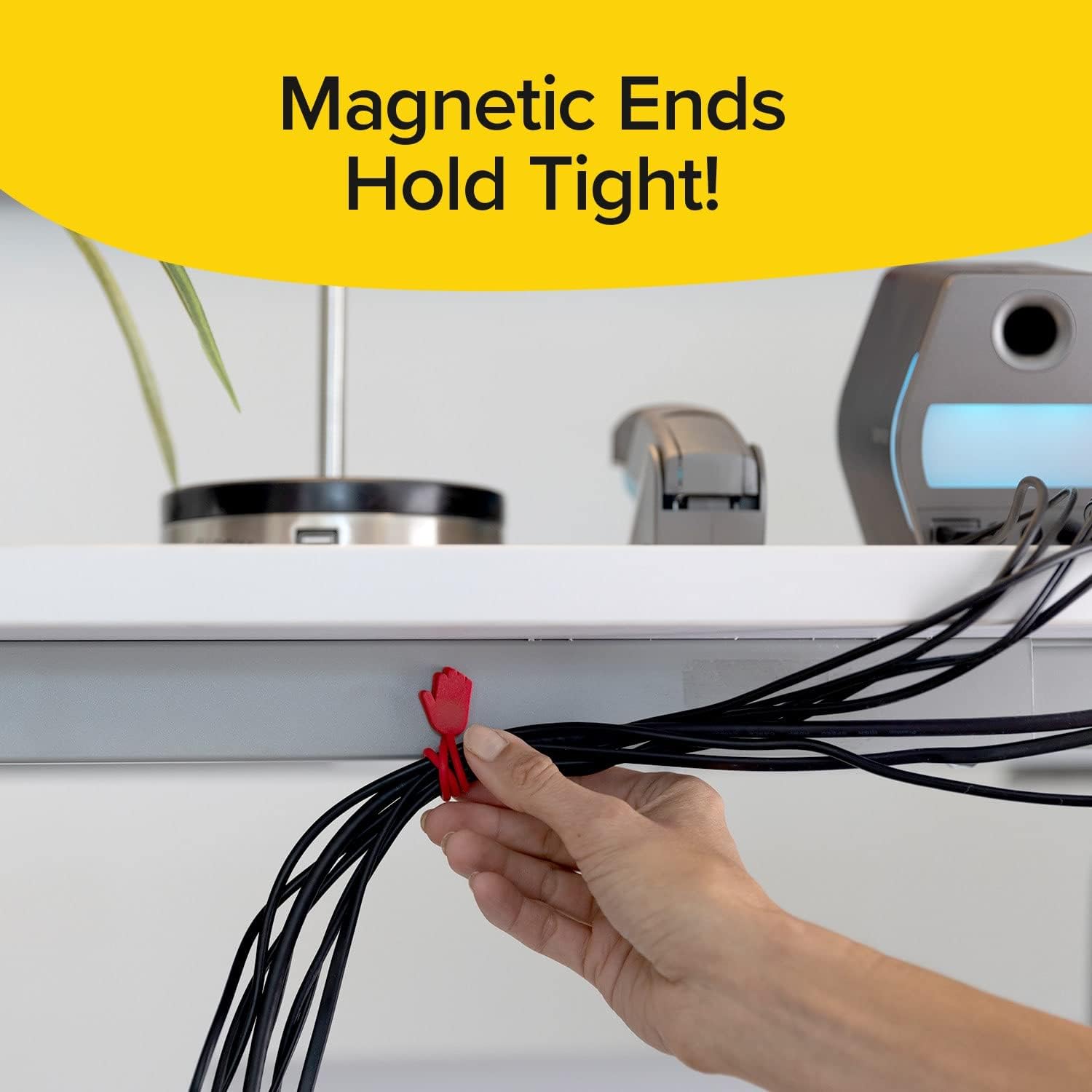 Ultra-Powerful Magnetic Silicone Zip Ties, AS-SEEN-ON-TV, Industrial-Strength Cable Tie with Magnet Automatically Stick Together, Reusable, Great for Cords, 4 Pack, 32 Total Pcs