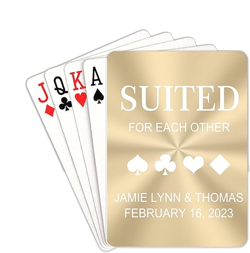 Cartas de póquer metálicas de boda, cartas de póquer personalizadas divertidas con nombre, baraja personalizada de cartas de juego temáticas,