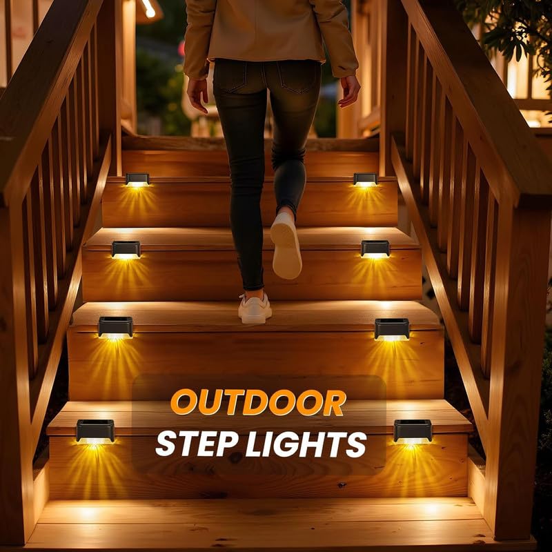 Image of Step Lights Waterproof LED Solar Power Stair Lights, Outdoor Fence Light for Deck Stair Railing, Outside Fence Lighting for Wall Garden Backyard Patio Pathway Balcony Decor (Pack of 20)