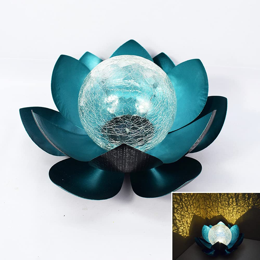 Soler Lotus Lamp Outdoor Garden Solar Iron Lotus Lamp Courtyard Decoration Lawn Ornaments Lotus Landscape Lamp LED Solar Powered Lanterns,Perfect Decoration for Table Lamp