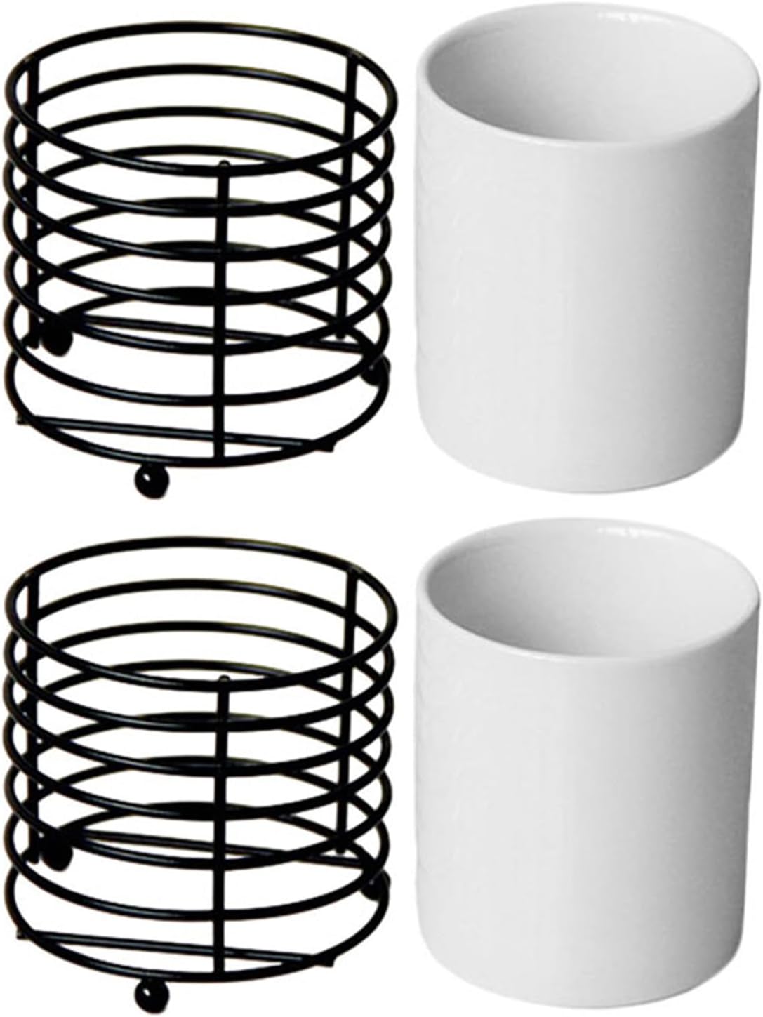IMIKEYA 2pcs Makeup Brush Holder with Black Wire Frame Desktop Organizer