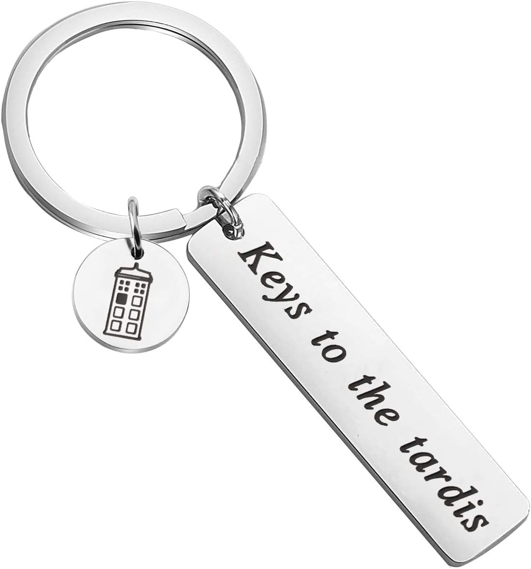 SEIRAA Doctor Movie Keychain Keys To The Keychain Police Box Charm Jewelry Gift Movie Quote Gift
