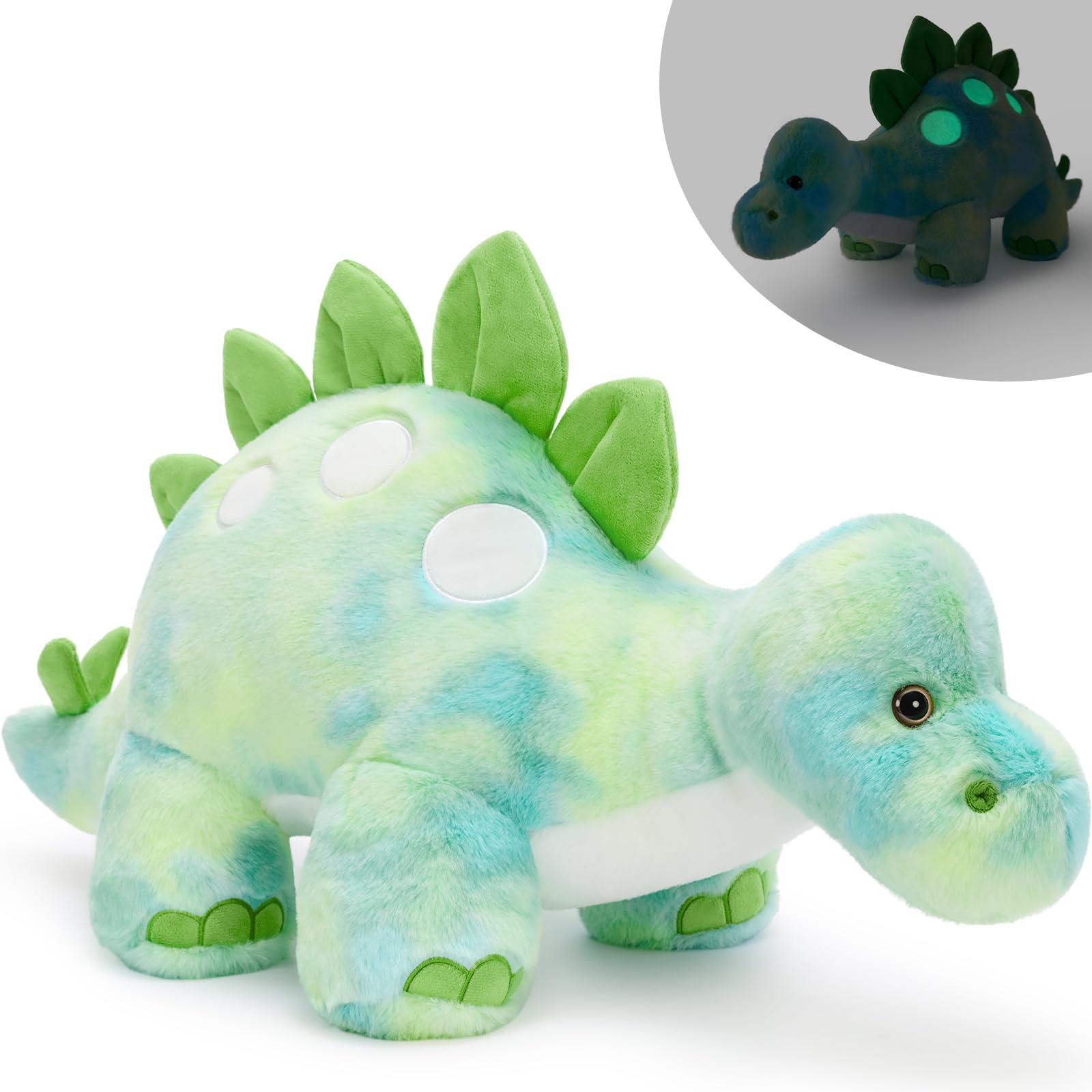 MaoGoLan Giant Standing Stegosaurus Teddy, 80cm Green Glow in The Dark Dino Stuffed Animal, Soft Dinosaur Body Pillow for Sleeping Birthday Valentine's Day Gift โ image 1
