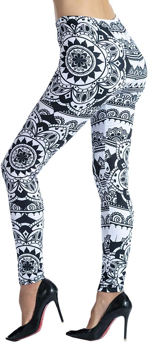 NdoobiyPrinted Leggings Basic Workout Yoga Pants Buttery Smooth Womens Leggings